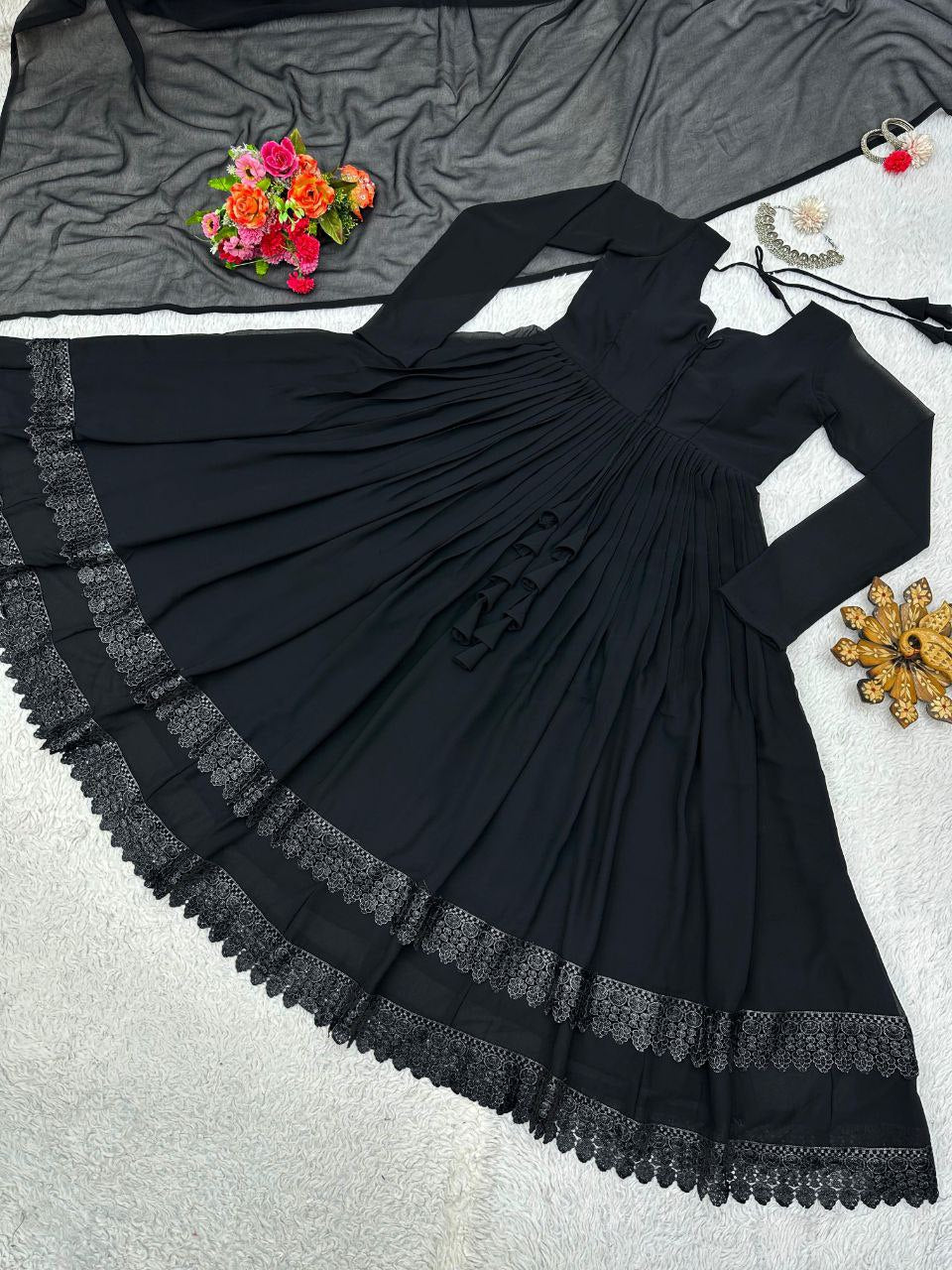 STROVENSH Full Length Long Sleeve Gown Semi Stitched with Dupatta Ethnic  Dresses Embroidery Gown Sequins Work Anarkali Women's Maxi Dress for Girls  - Club Factory Today Sale